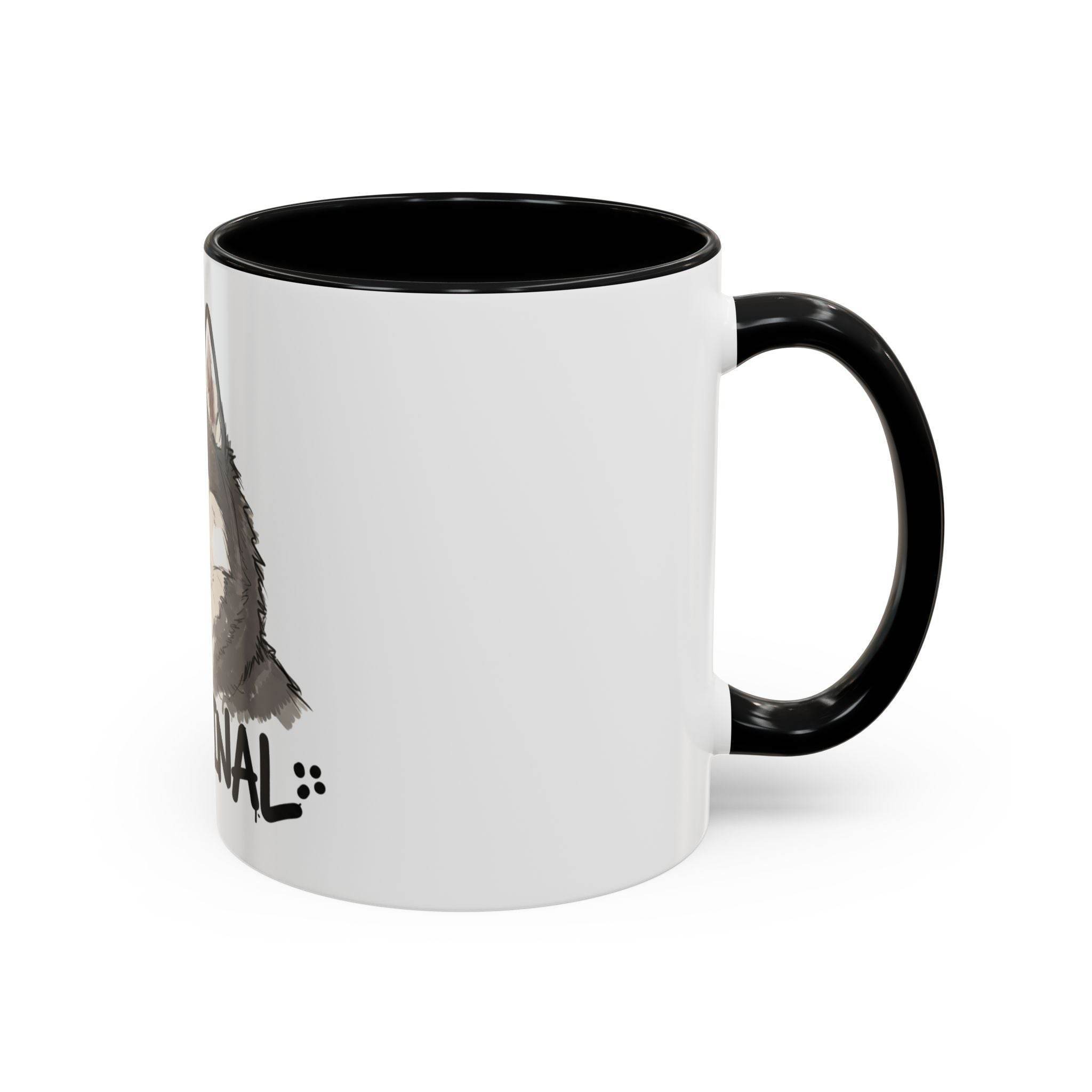 LuckeLadybug husky coffee mug with black handle and interior featuring husky dog design