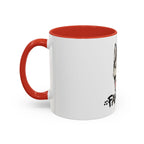 LuckeLadybug husky coffee mug with red handle and interior featuring partial husky face design