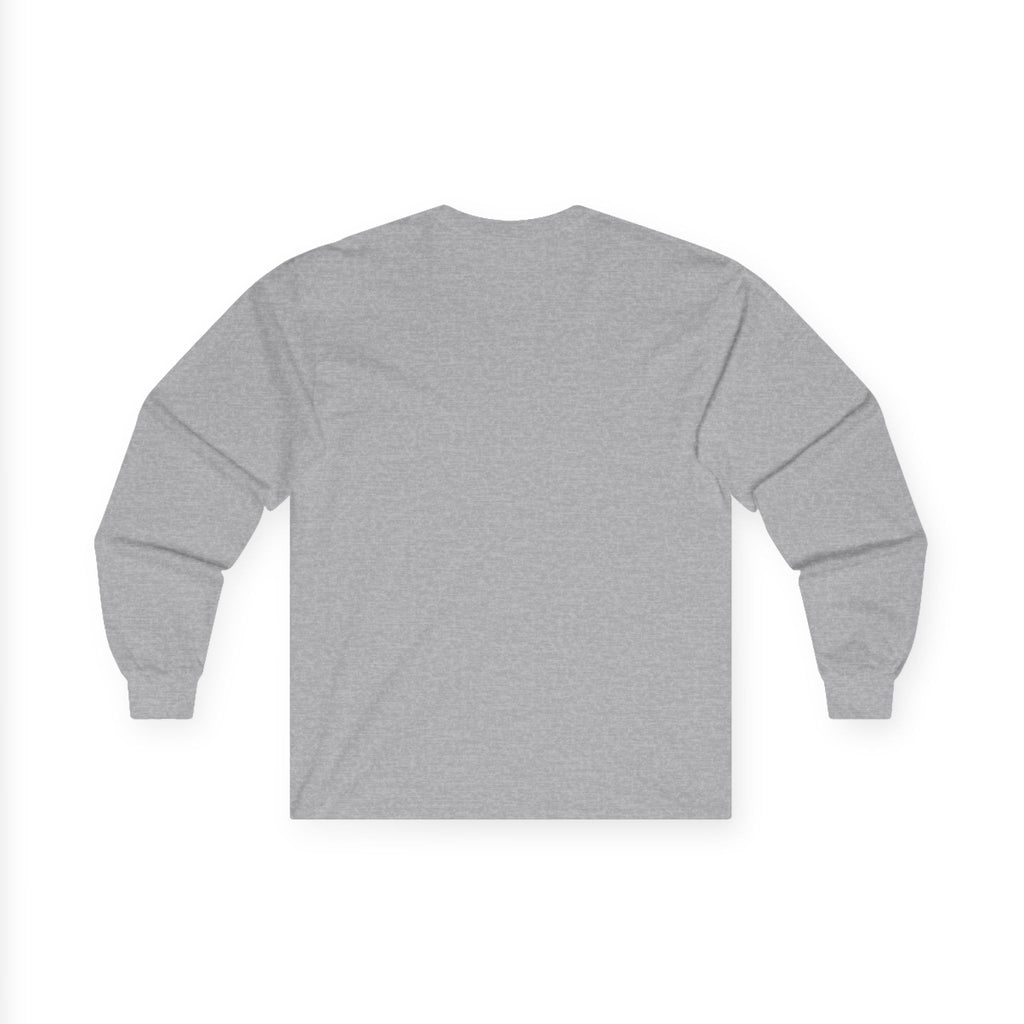 LuckeLadybug gray husky dog long sleeve shirt shown from the back with a simple solid design