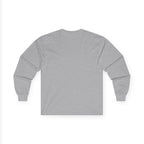 LuckeLadybug gray husky dog long sleeve shirt shown from the back with a simple solid design
