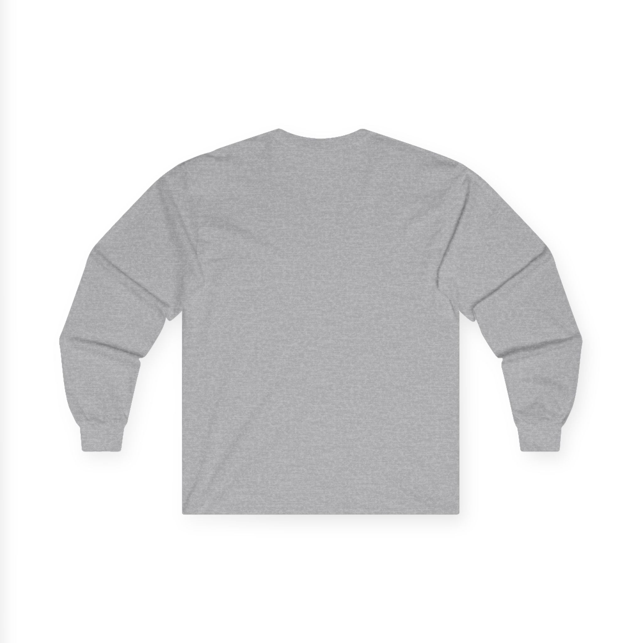 LuckeLadybug gray husky dog long sleeve shirt shown from the back with a simple solid design