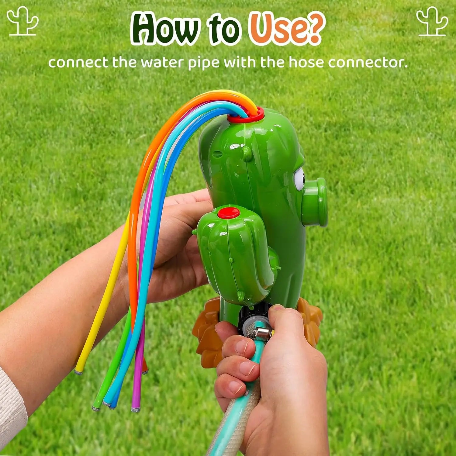 LuckeLadybug Sprinkler in Green Shaped Like a Fire Hydrant Fire with Colorful Water Pipes for Kids