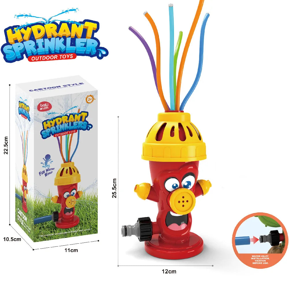 LuckeLadybug Hydrant Sprinkler Toy in Red for Kids with Colorful Sprouts for Fun Fire Hydrant Fire Play