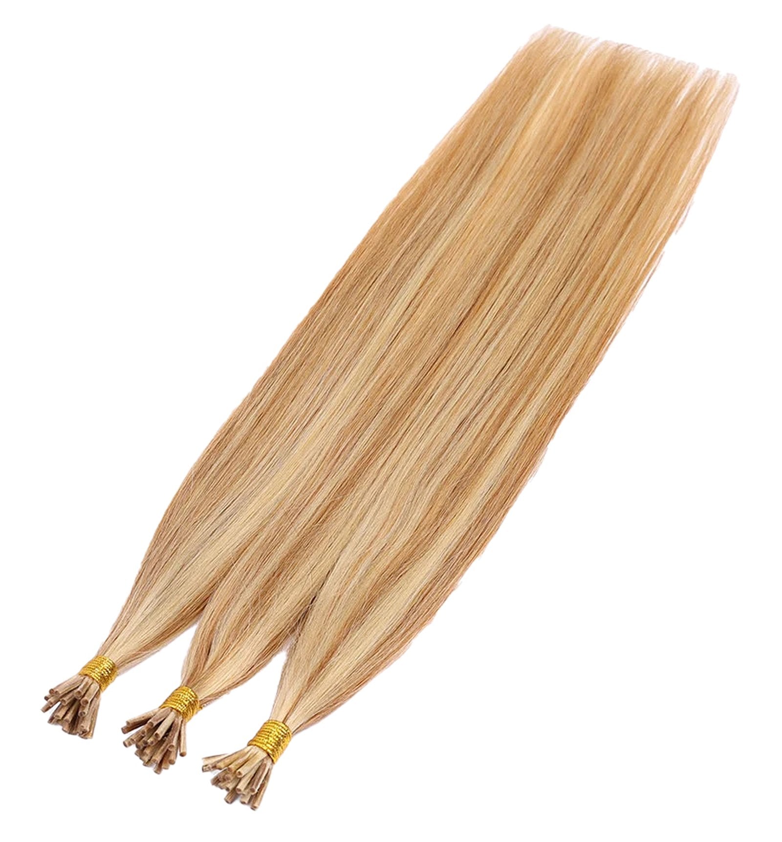 LuckeLadybug LLC Long Straight Hair in Blonde with I Tip Human Hair Extensions for Easy Application