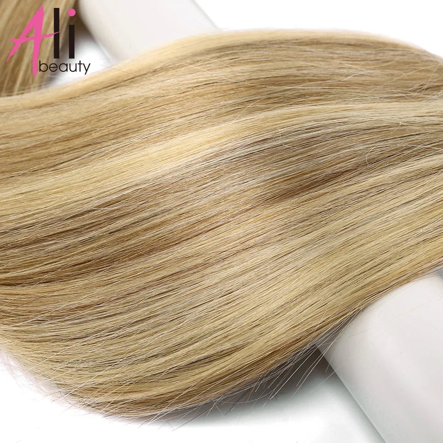 Luxurious long straight hair in blonde shade featuring i tip human hair extensions for seamless styling