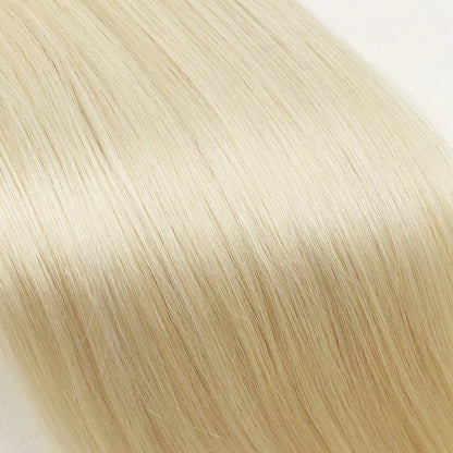 Long straight i tip human hair extensions in light blonde from LuckeLadybug LLC