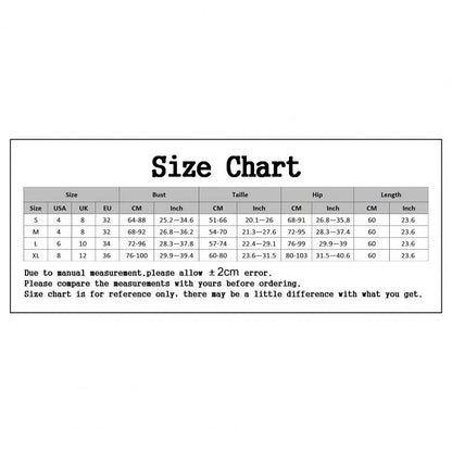 Size chart for LuckeLadybug LLC ice silk backless nightgown for women with detailed measurements