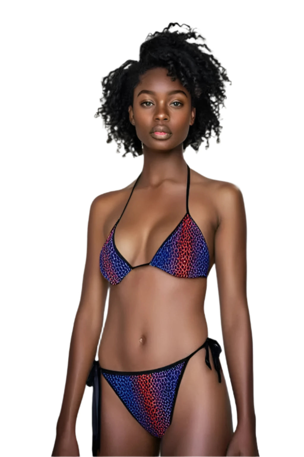 Traje de baño bikini de hilo rojo con estampado de leopardo