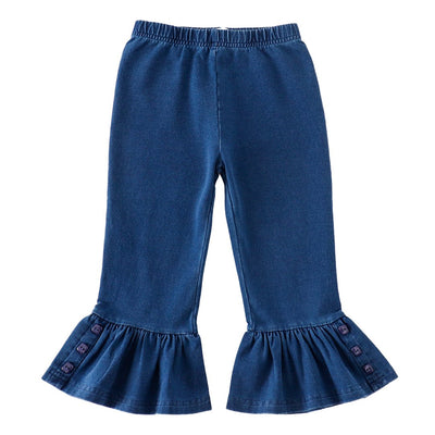 Adorable Indigo Ruffle Girl Pants: Cute And Comfy Baby & Toddler Fashion Must-Have! - LuckeLadybug LLC