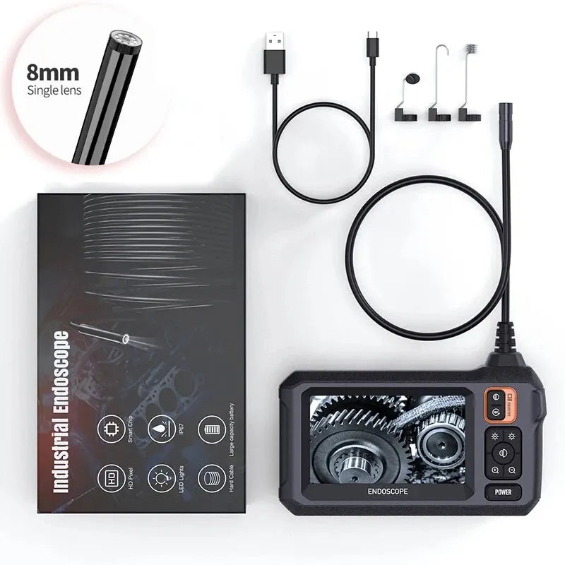 LuckeLadybug industrial endoscope camera 1080p with 8mm lens, USB connection, and accessories for inspection