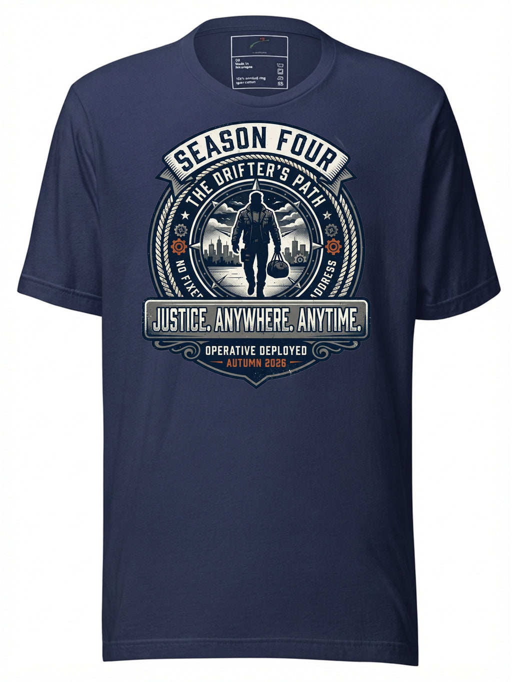 LuckeLadybug LLC navy T-shirt featuring Invincible Season 4 release date graphic design