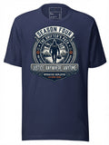 LuckeLadybug LLC navy T-shirt featuring Invincible Season 4 release date graphic design