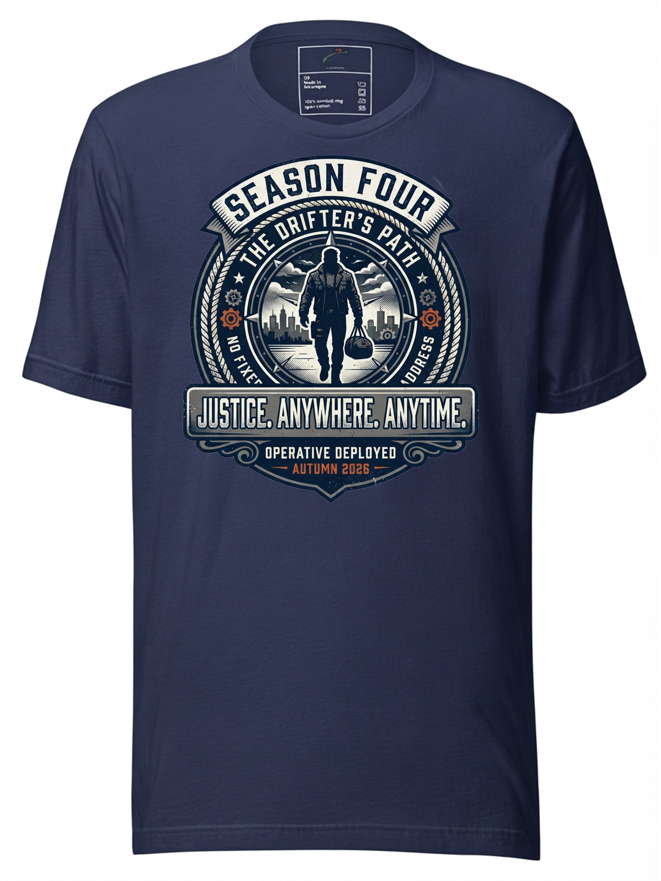 LuckeLadybug LLC navy T-shirt featuring Invincible Season 4 release date graphic design