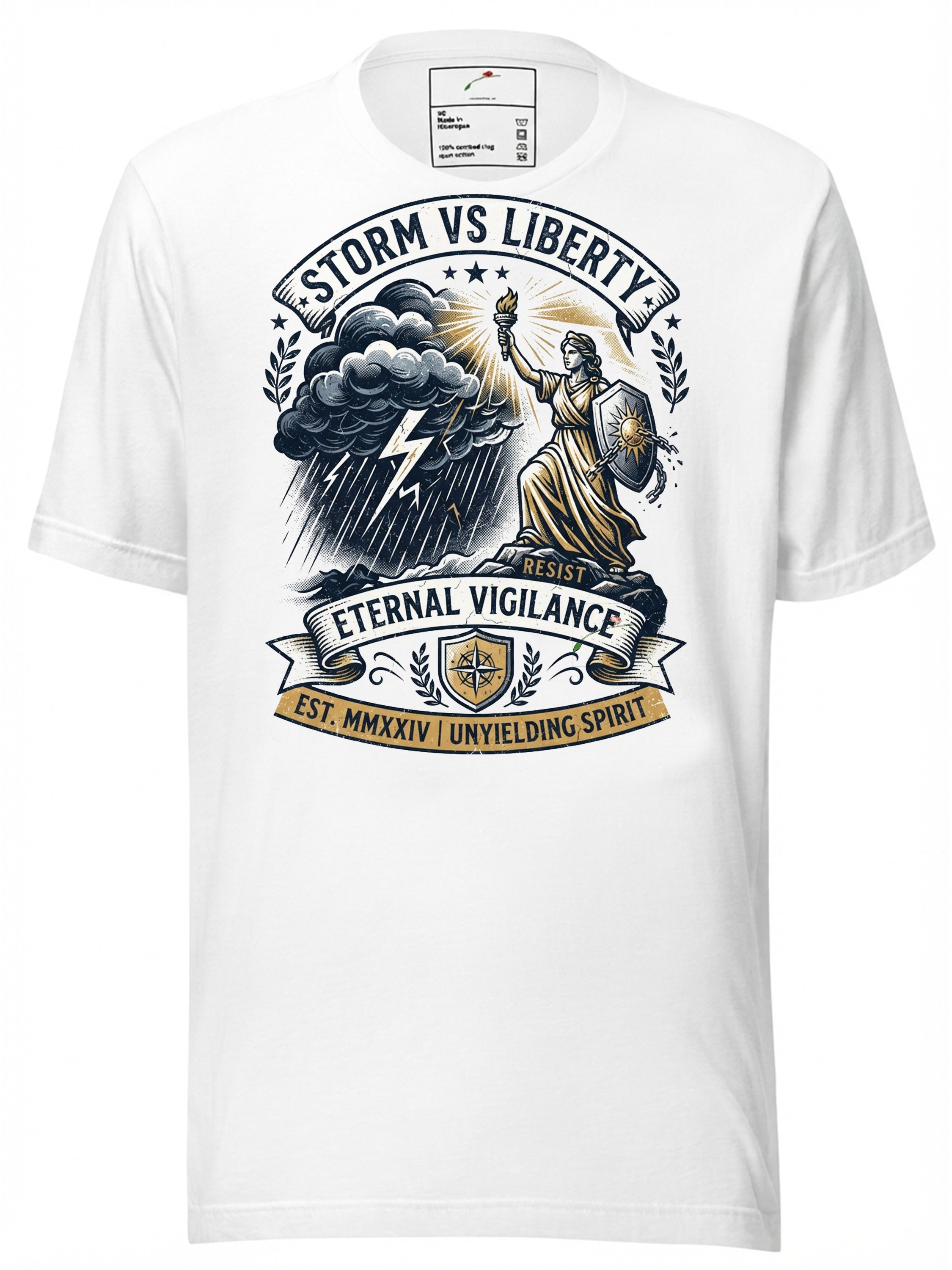 White T-Shirt featuring Storm vs Liberty design for Iowa Hawkeyes basketball women's fans