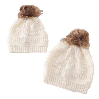 Adorable Ivory Pompom Cable Beanie For Little Trendsetters | Baby & Toddler Fashion - LuckeLadybug LLC