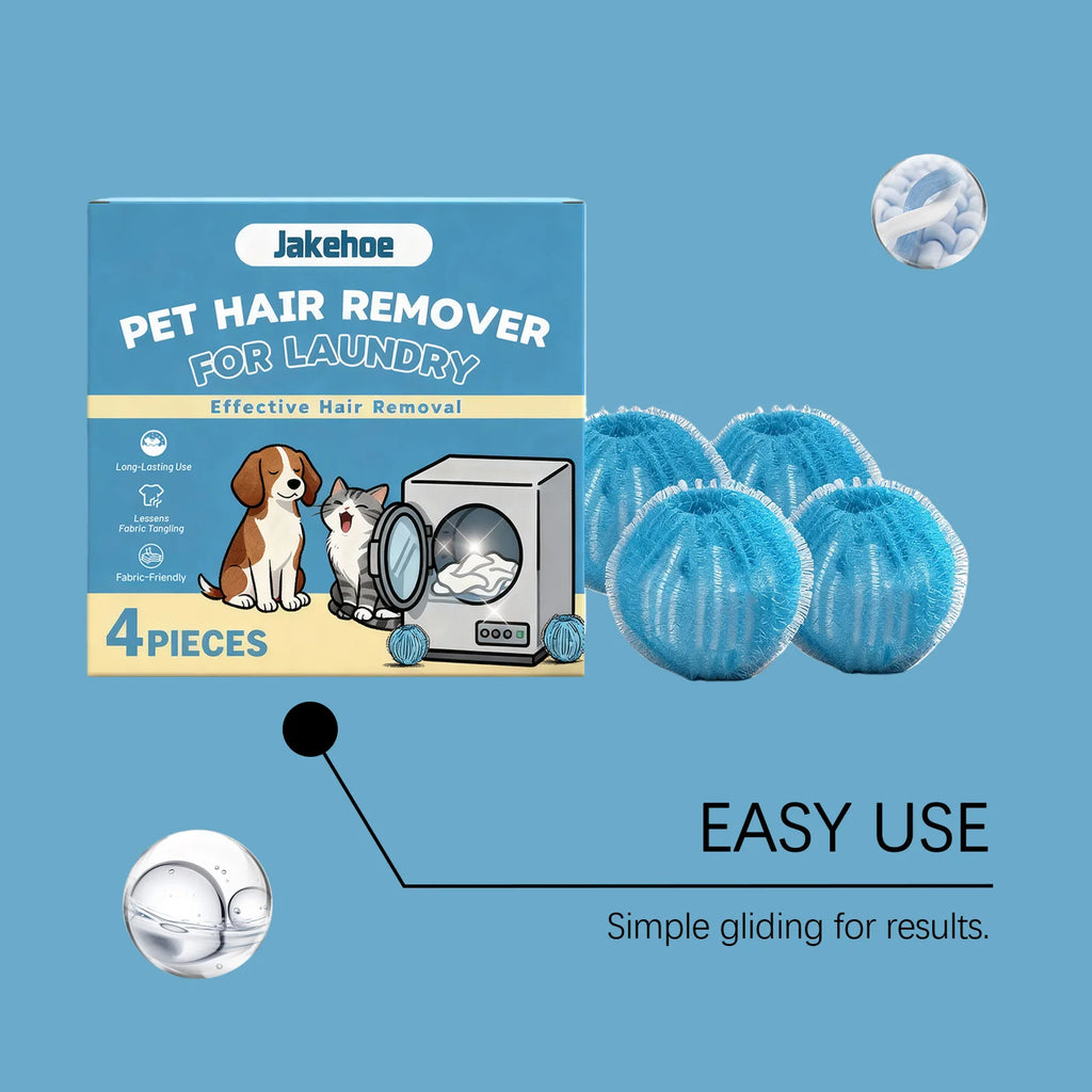 Jakehoe Pet Hair Remover for Laundry with 4 pieces of laundry dryer balls for effective hair removal