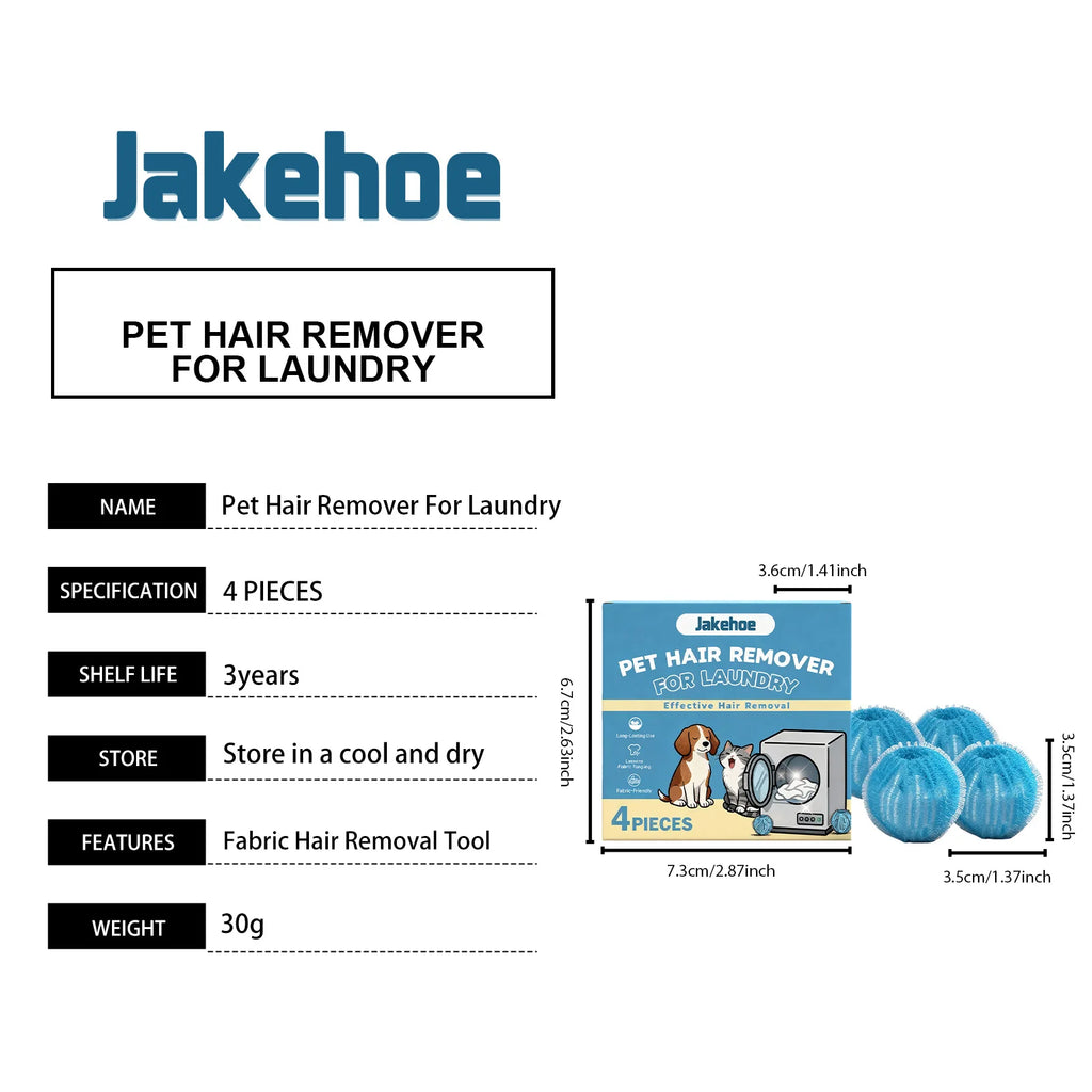 Jakehoe Pet Hair Remover for Laundry with Four Balls to Reduce Pet Hair in Laundry Loads