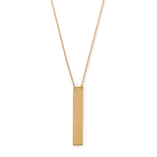 Gold bar drop necklace by LuckeLadybug LLC with a sleek and elegant design for everyday wear