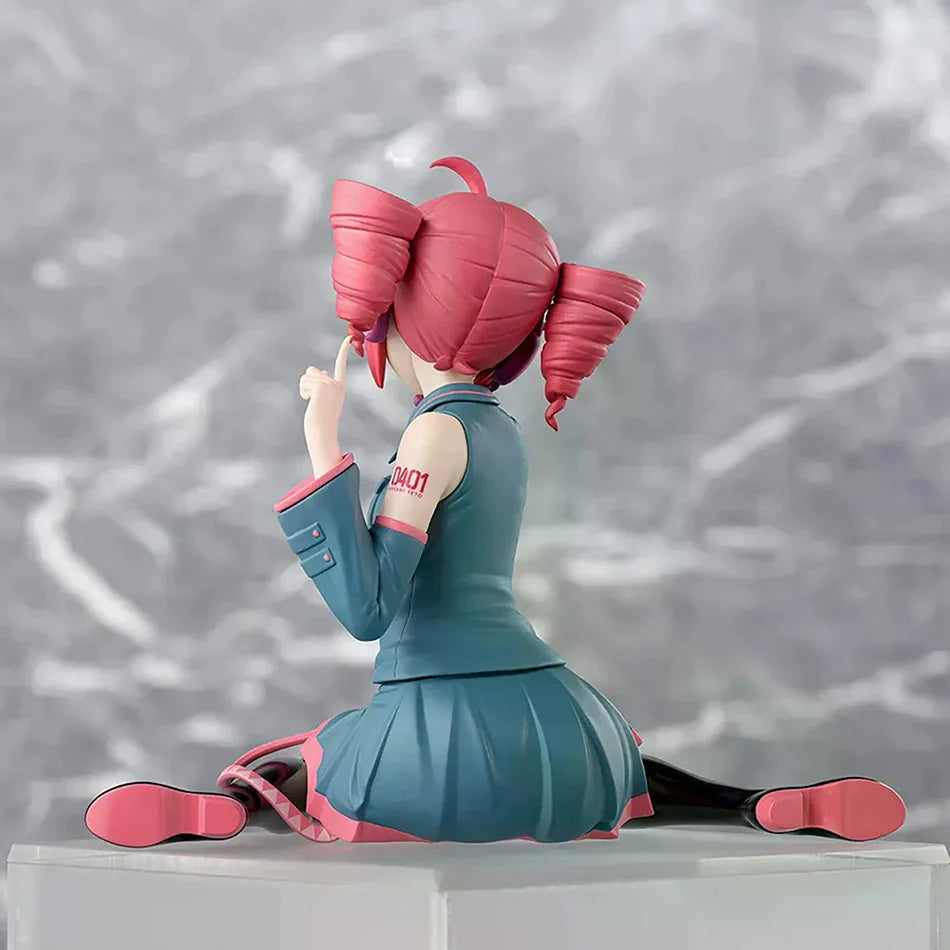 Kasane Teto figurine from LuckeLadybug LLC, featuring pink hair and stylish outfit