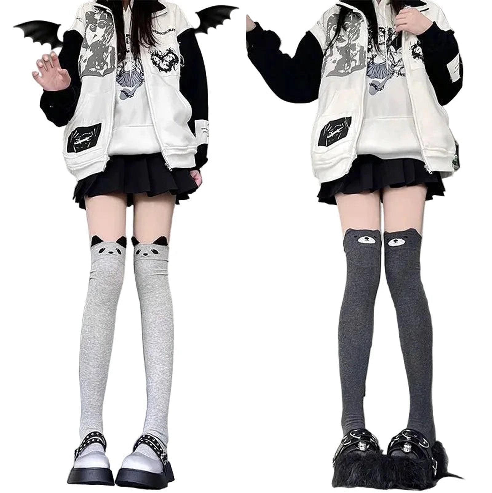 Kawaii cat over the knee socks featuring playful cat designs for a stylish and cute look