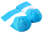 LuckeLadybug LLC kawaii striped knee high socks in blue with contrasting stripes for a playful look