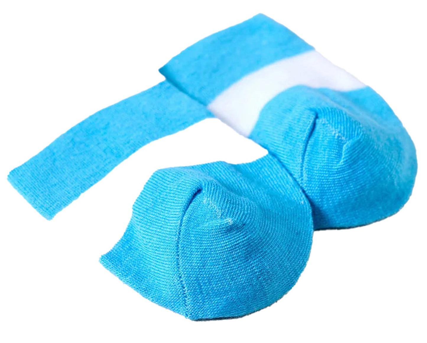 LuckeLadybug LLC kawaii striped knee high socks in blue with contrasting stripes for a playful look