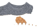 LuckeLadybug khaki color block high neck sweater featuring a ribbed collar and textured fabric