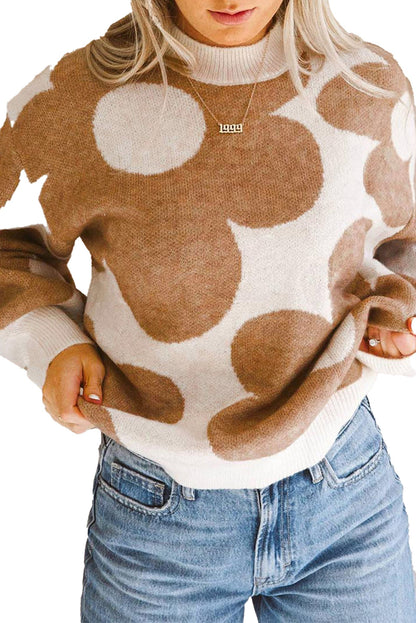 LuckeLadybug khaki flower pattern sweater featuring a stylish design and comfortable fit