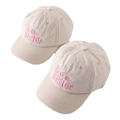 Adorable Khaki Big Sister Embroidery Baseball Cap For Fashionable Toddlers - LuckeLadybug LLC