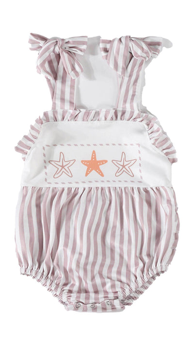 Adorable Khaki Stripe Star Strap Baby Bubble: Perfect Outfit For Stylish Babies And Toddlers! - LuckeLadybug LLC