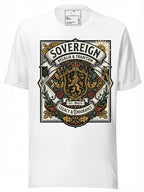 LuckeLadybug LLC Sovereign T-Shirt featuring king and charles graphic design with floral accents