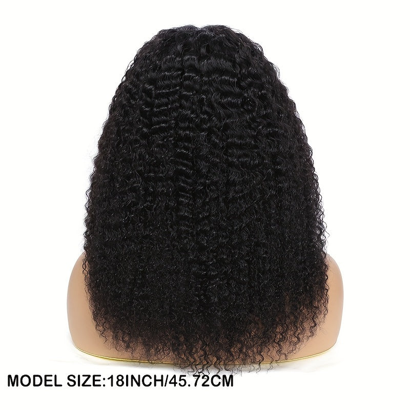 Kinky curly human hair wig in 18 inches showcasing vibrant, natural texture and style.