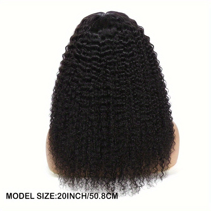 Kinky curly human hair wig from LuckeLadybug LLC with a voluminous 20-inch length
