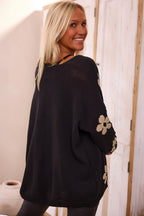 Knitted Cardigan Sweaters with Floral Design