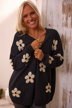 Knitted Cardigan Sweaters with Floral Design