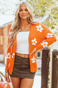 Knitted Cardigan Sweaters with Floral Design