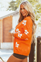 Knitted Cardigan Sweaters with Floral Design