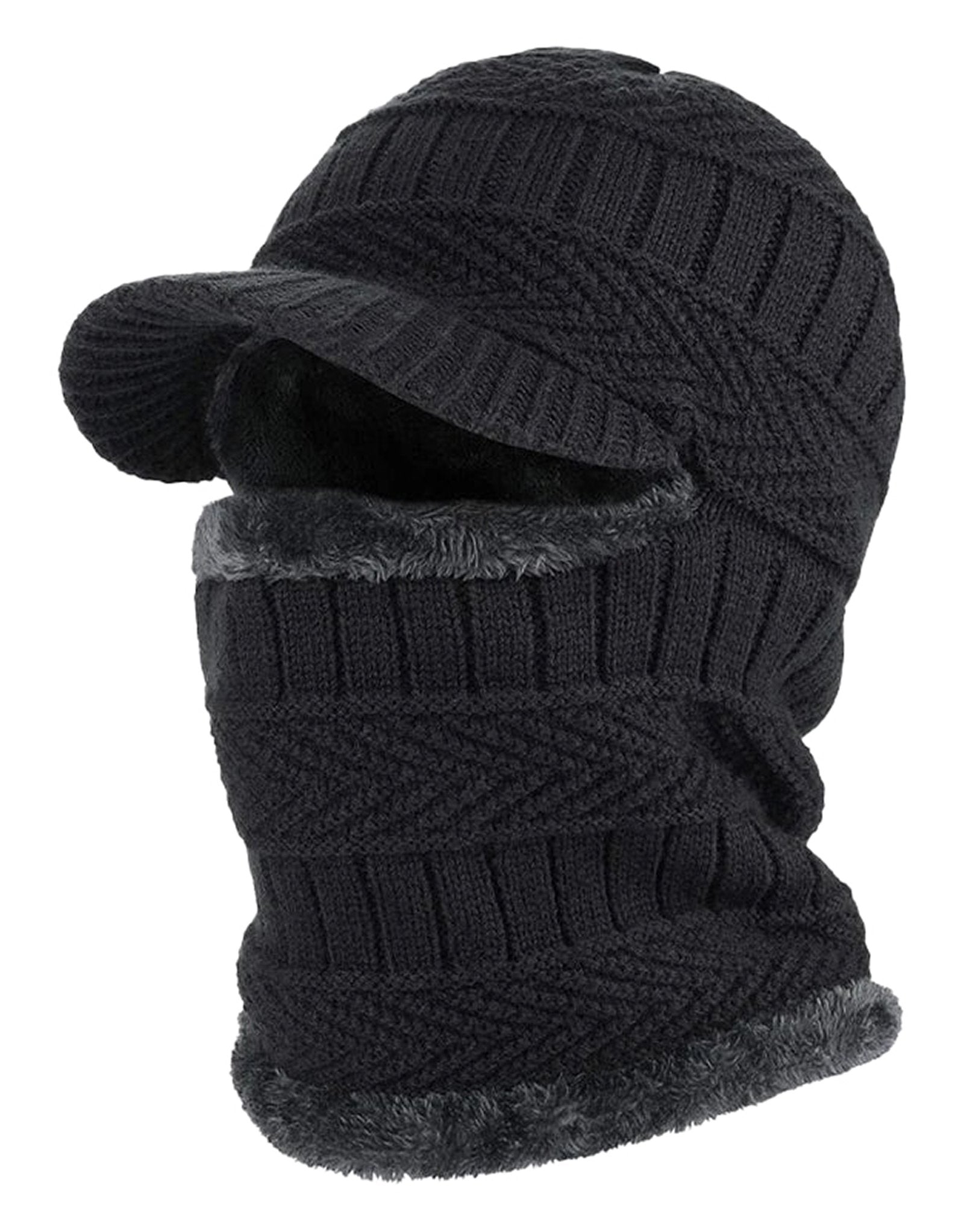 LuckeLadybug knitted winter balaclava hat featuring a stylish cap and soft lining for warmth