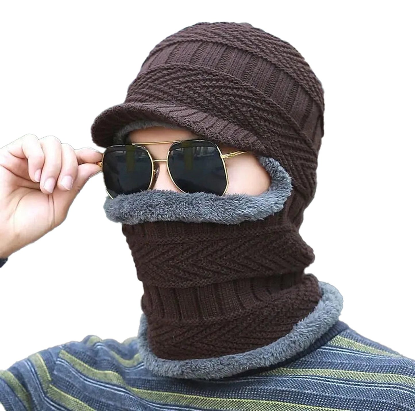 LuckeLadybug LLC Knitted Winter Balaclava Hat with Soft Lining and Stylish Design for Cold Weather