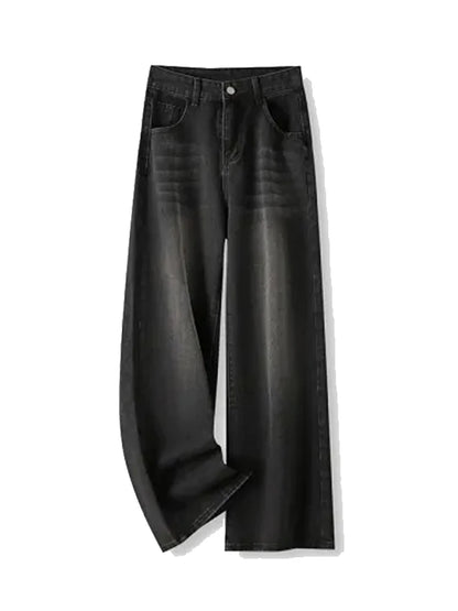 Korean vintage high waist jeans for women in black with a baggy fit for a stylish look