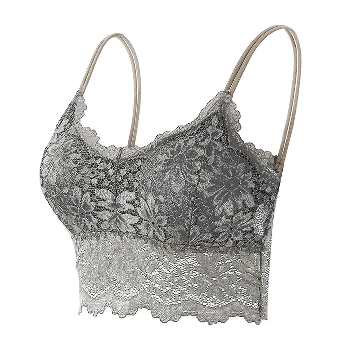 LuckeLadybug LLC Lace Bralette for Women with Elegant Floral Design and Adjustable Straps