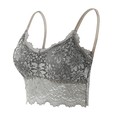 LuckeLadybug LLC Lace Bralette for Women with Elegant Floral Design and Adjustable Straps