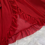 Luxurious red babydoll with lace details, perfect for a romantic night, showcasing lace lingerie style