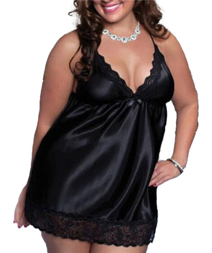 Elegant black lace nightgown plus size with a flattering V-neck and lace trim for nighttime comfort