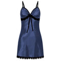 Navy Lace Suspender Nightgown Women with Adjustable Straps and Lace Trim by LuckeLadybug LLC