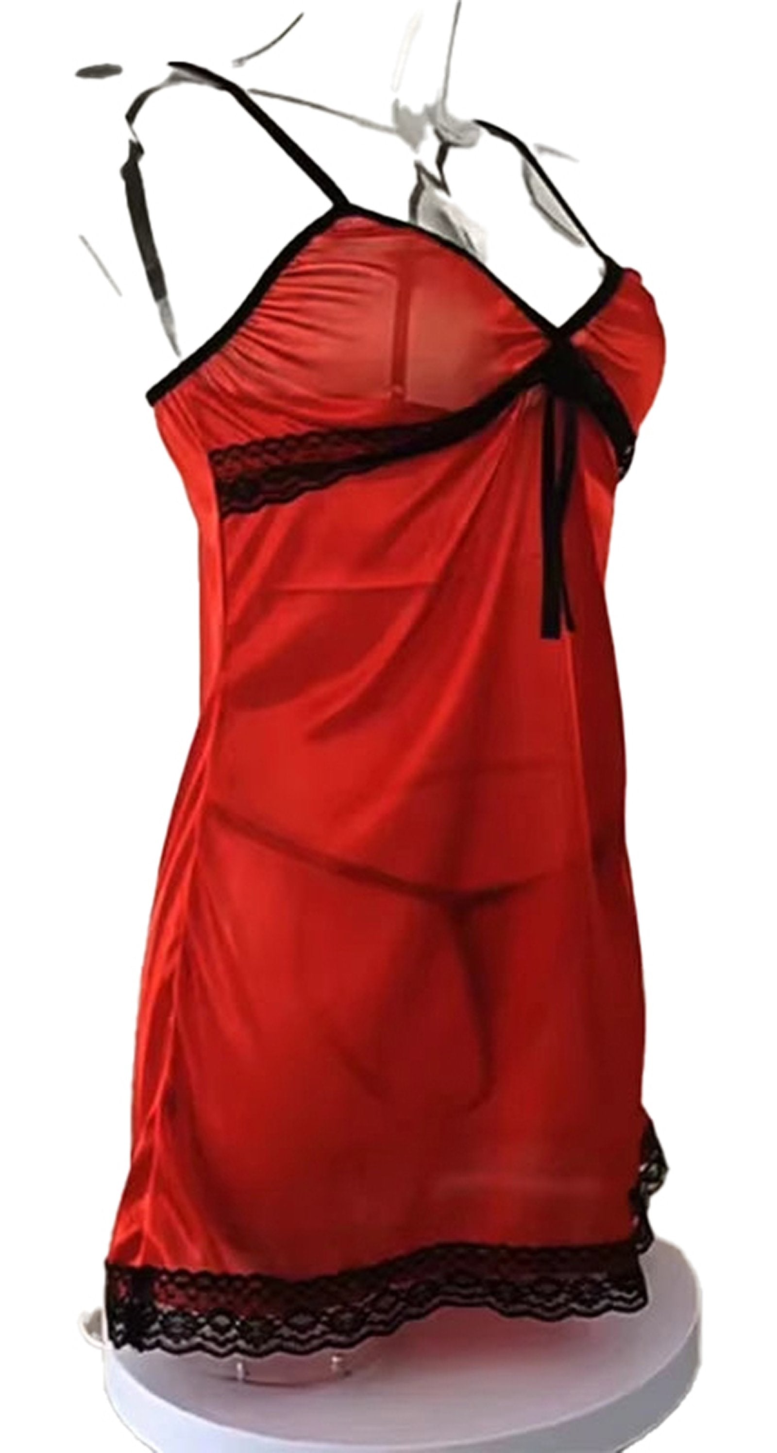 Red lace suspender nightgown women with adjustable straps and lace detailing for a sexy look