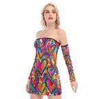 Colorful heart-patterned bodycon dress perfect for pairing with lace-up dress boots women