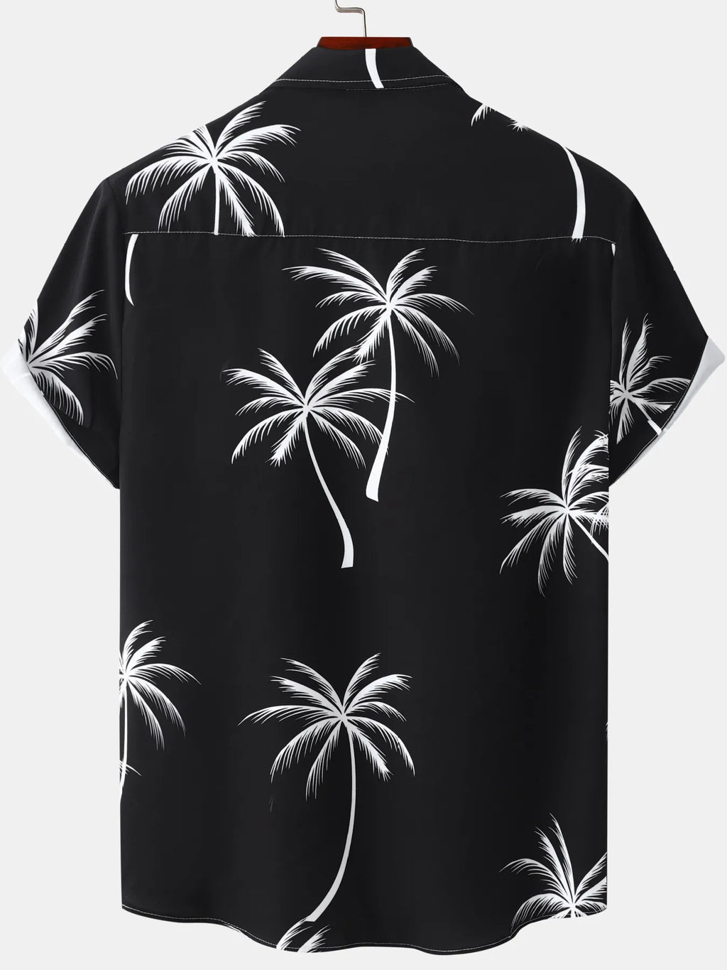 Black ladies tropical shirt with white palm tree prints for a relaxed and stylish summer look