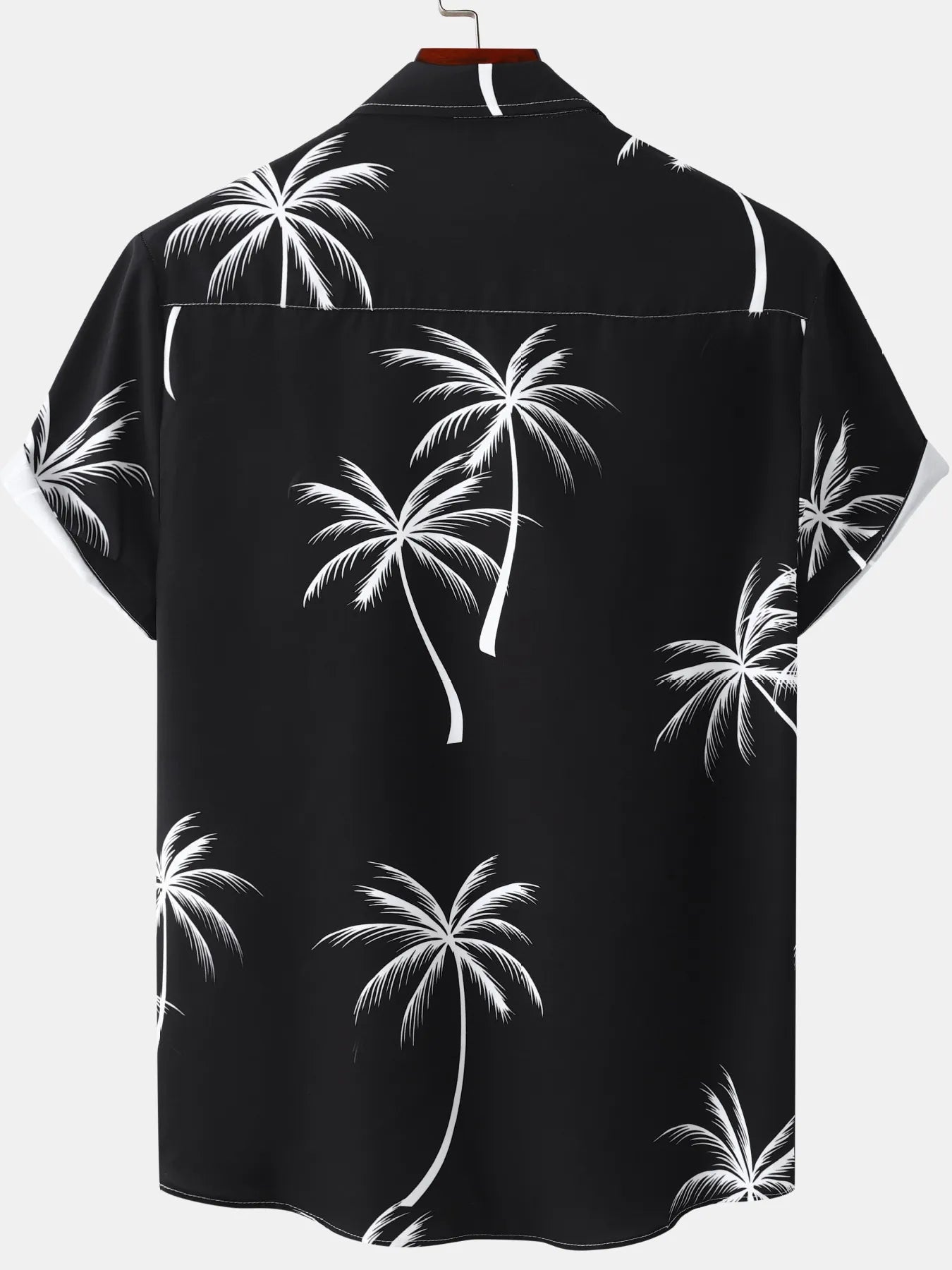 Black ladies tropical shirt with white palm tree prints for a relaxed and stylish summer look