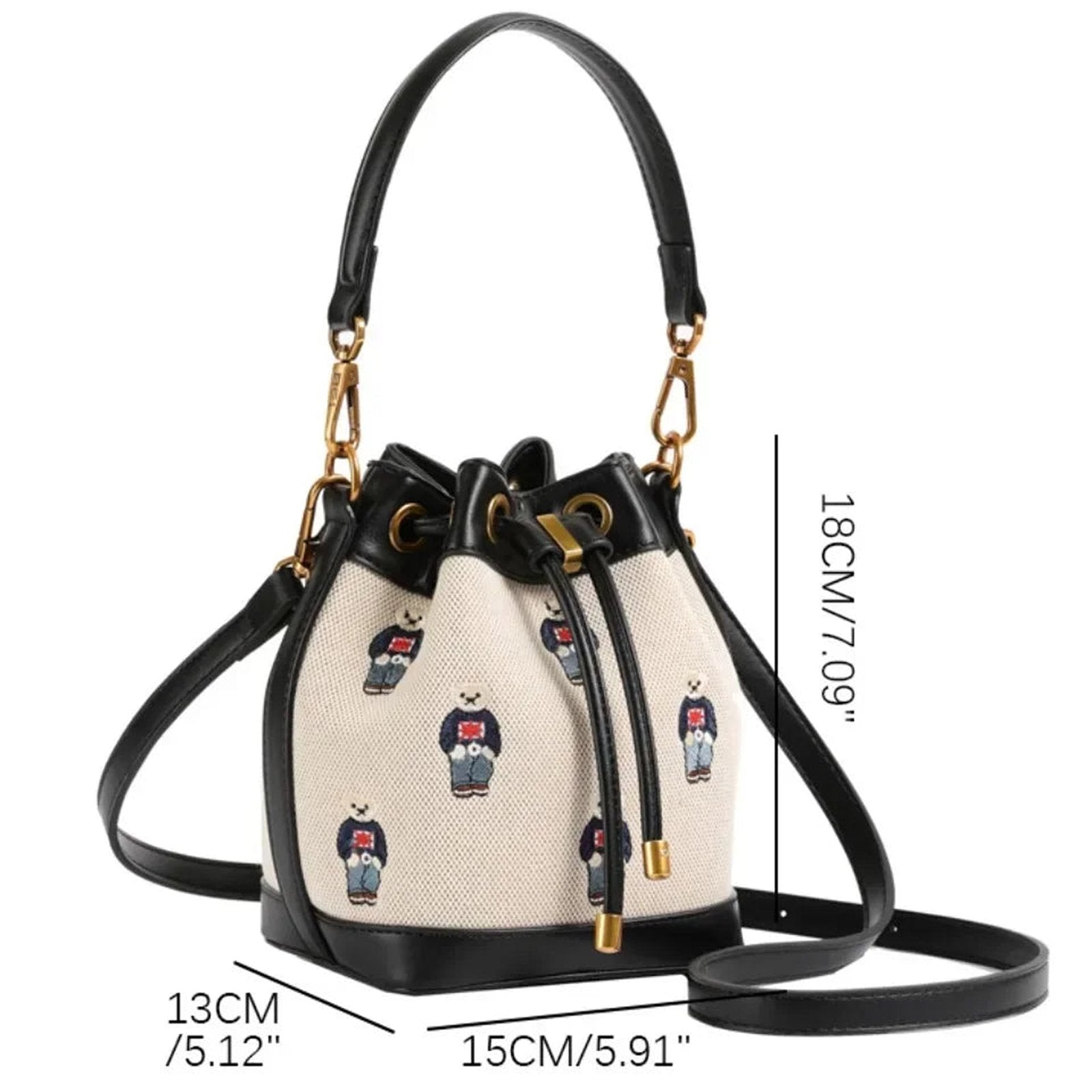 LuckeLadybug LLC large capacity drawstring bucket bag with stylish design and adjustable strap